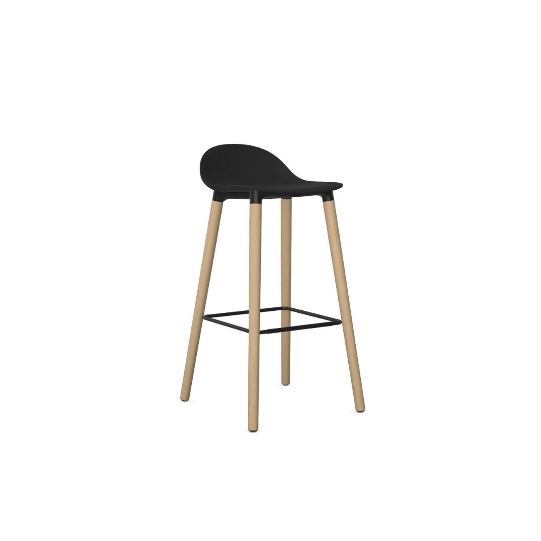 KIN503 - Kin Low Back Stool, Wood Legs