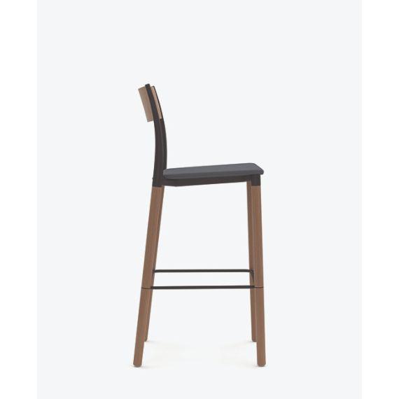 FLK303U1 Folk High Stool With Upholstered Seat and Plastic Back