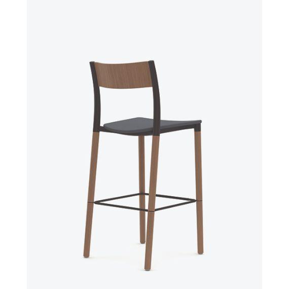 FLK303U1 Folk High Stool With Upholstered Seat and Plastic Back
