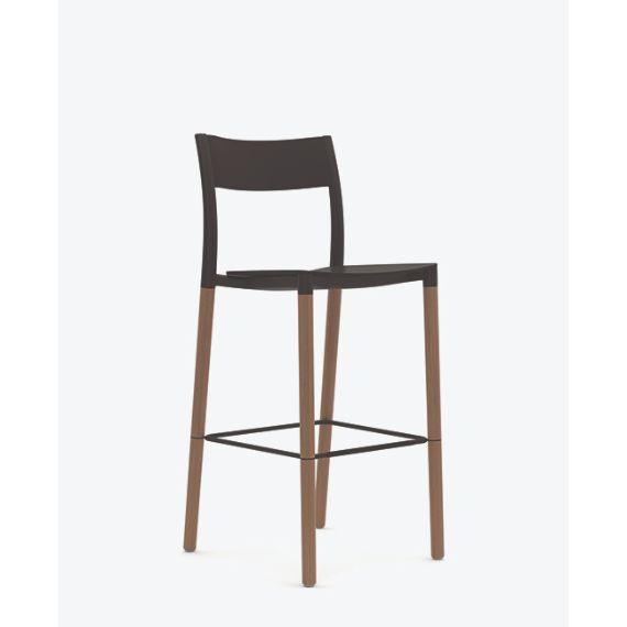FLK303 Folk High Stool With Plastic Seat and Back