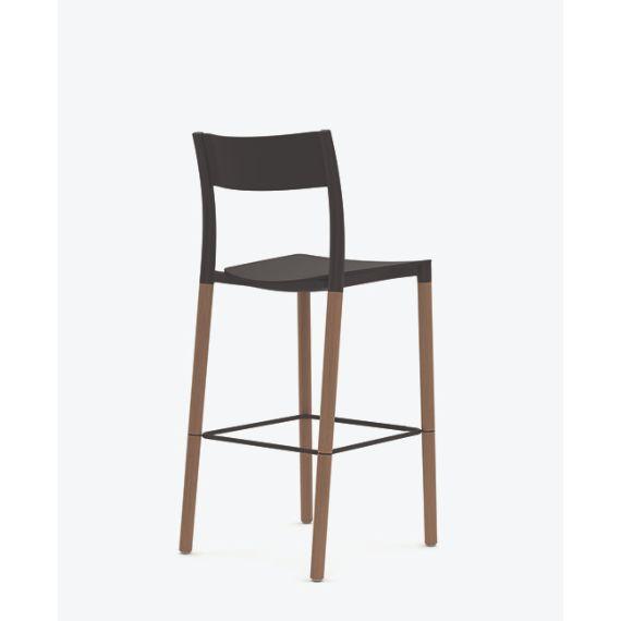 FLK303 Folk High Stool With Plastic Seat and Back