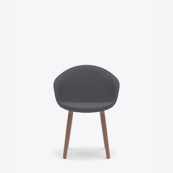 KIN303U3 Kin Tub Chair With Wooden Legs, Upholstered Shell