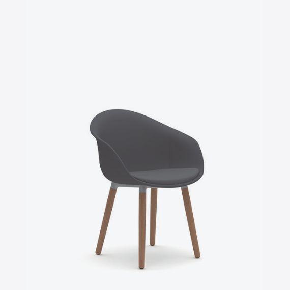 KIN303U3 Kin Tub Chair With Wooden Legs, Upholstered Shell