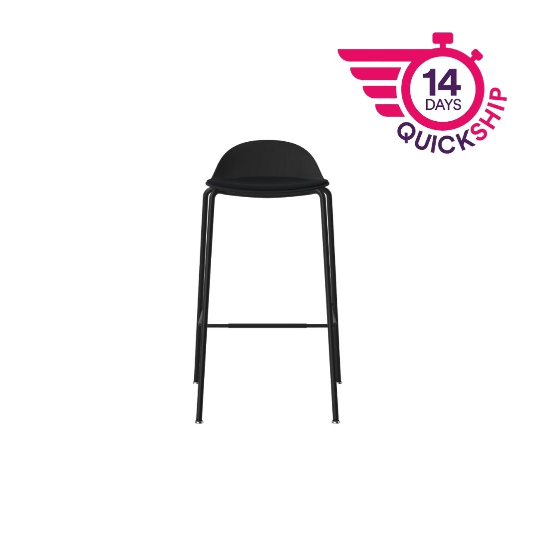 KIN502U1 - Kin Low Back Stool, 4 Leg Frame with Upholstered Seat Pad