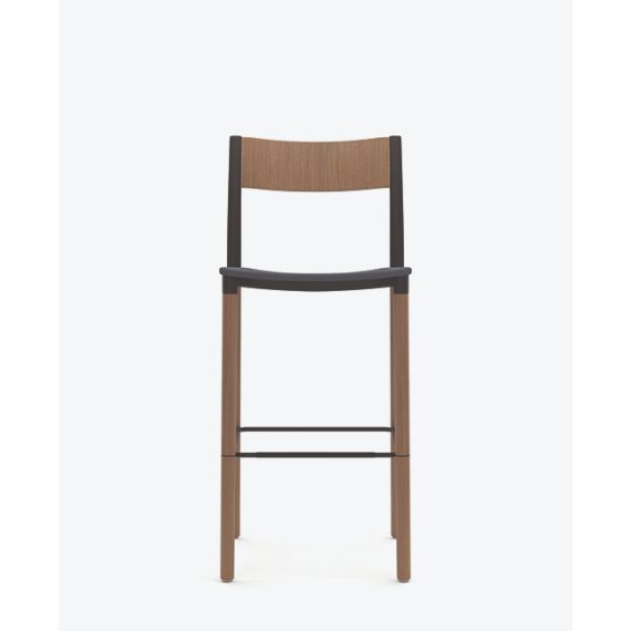 FLK303U1 Folk High Stool With Upholstered Seat and Plastic Back